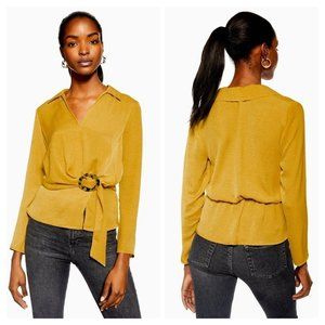 Topshop Buckle Collar Blouse Size 6